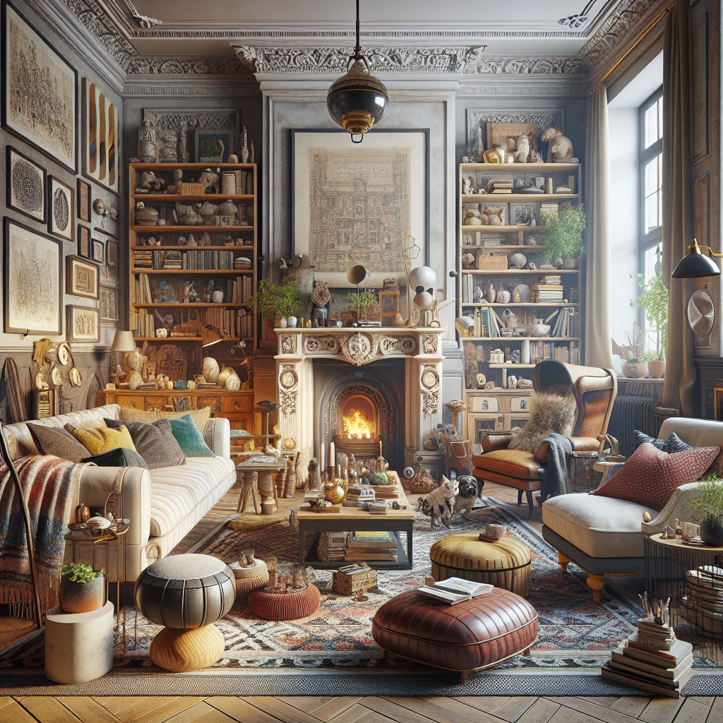 Cozy living room infused with personality by means of unique furniture and accessories