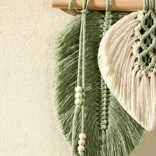 Handmade macrame leaf wall hanging