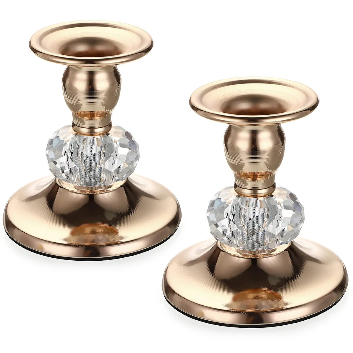 Pair of gold-tone metal taper candle holders