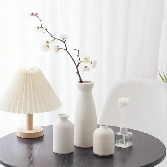 Bohemian ceramic vase set of three on a shelf