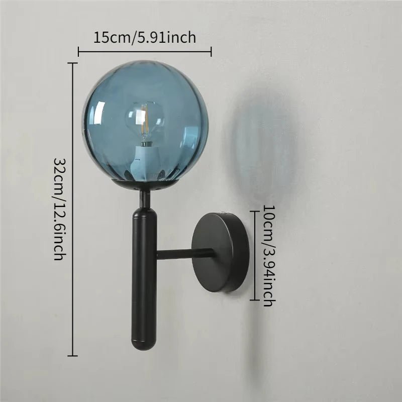 Blue Glass Wall Sconce – Modern Ambient Light Fixture - Grace & Ashes
