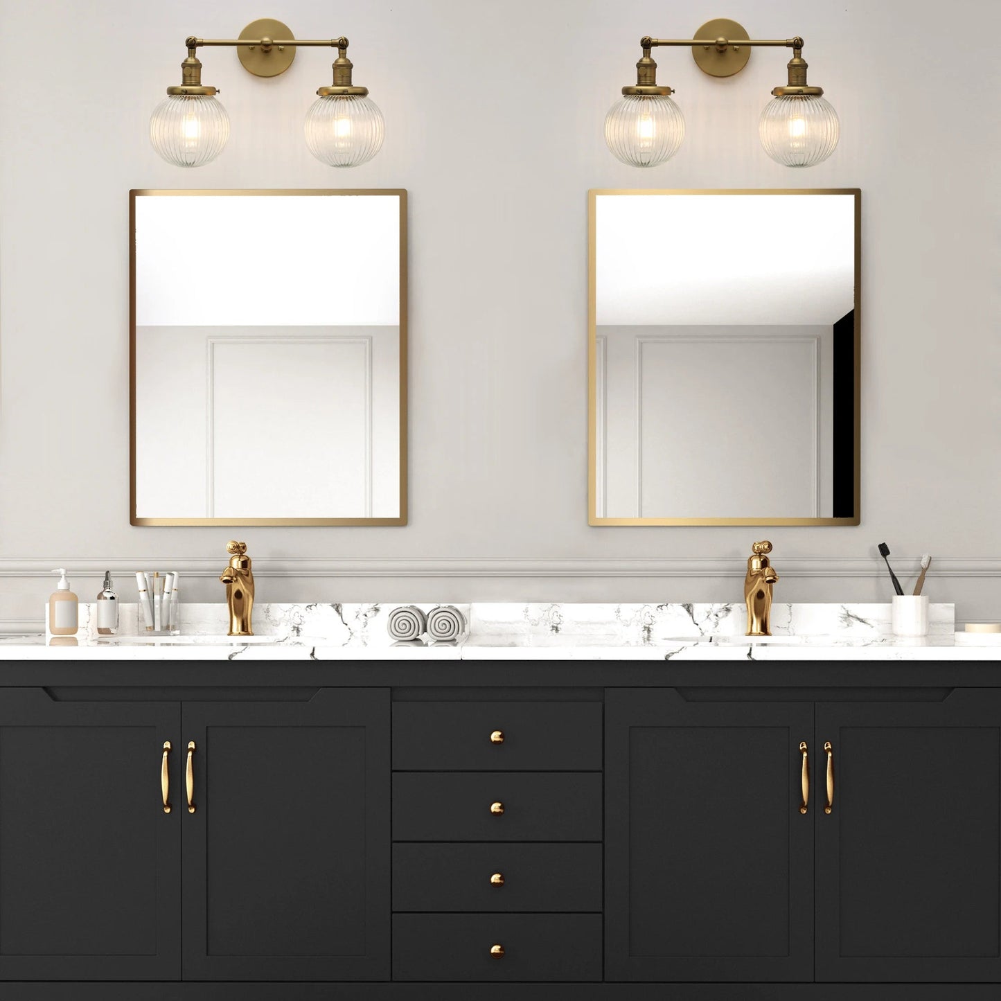 Double Globe Clear Glass Wall Light - Grace & Ashes