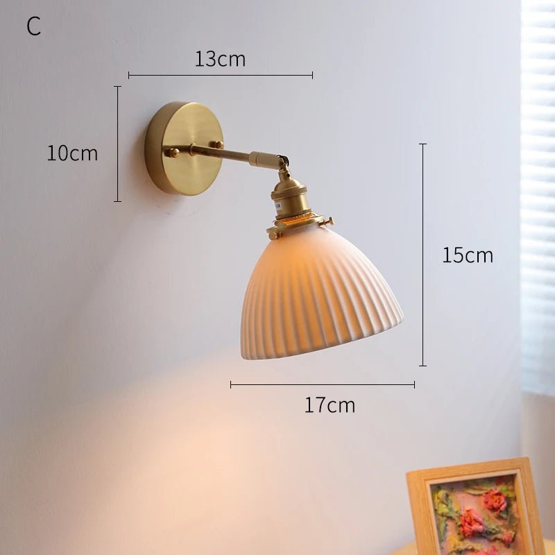 Nordic Ceramic Wall Sconce – Modern LED Light with Knob Switch - Grace & Ashes