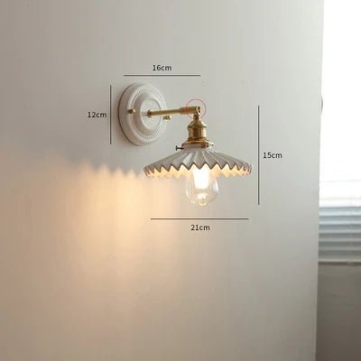 Nordic Ceramic Wall Sconce – Modern LED Light with Knob Switch - Grace & Ashes