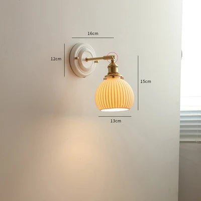 Nordic Ceramic Wall Sconce – Modern LED Light with Knob Switch - Grace & Ashes