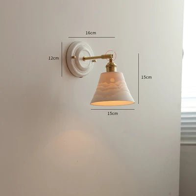 Nordic Ceramic Wall Sconce – Modern LED Light with Knob Switch - Grace & Ashes