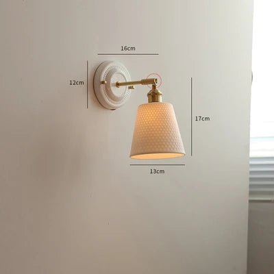 Nordic Ceramic Wall Sconce – Modern LED Light with Knob Switch - Grace & Ashes