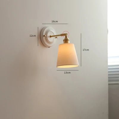 Nordic Ceramic Wall Sconce – Modern LED Light with Knob Switch - Grace & Ashes