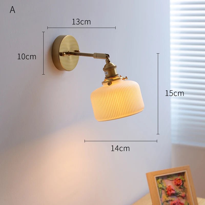 Nordic Ceramic Wall Sconce – Modern LED Light with Knob Switch - Grace & Ashes