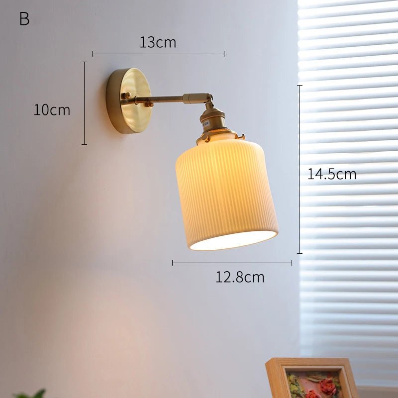 Nordic Ceramic Wall Sconce – Modern LED Light with Knob Switch - Grace & Ashes