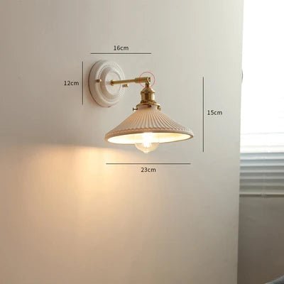Nordic Ceramic Wall Sconce – Modern LED Light with Knob Switch - Grace & Ashes