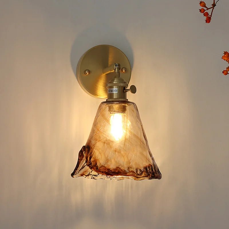 Vintage Brass & Glass Wall Lamp – Nordic Japanese Style - Grace & Ashes