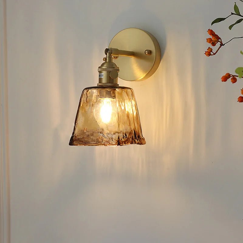 Vintage Brass & Glass Wall Lamp – Nordic Japanese Style - Grace & Ashes