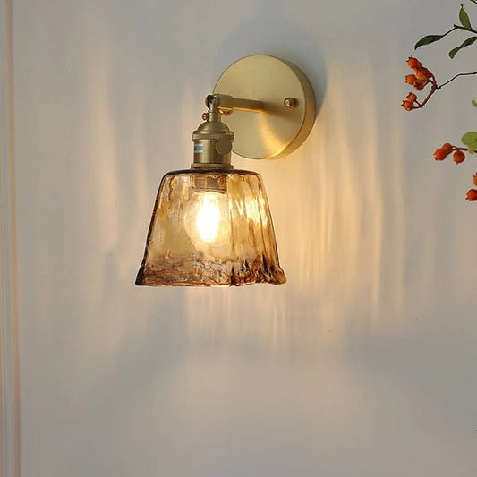 Vintage Brass & Glass Wall Lamp – Nordic Japanese Style - Grace & Ashes