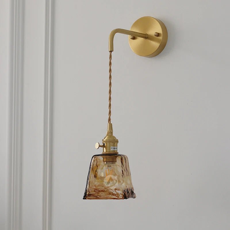 Vintage Brass & Glass Wall Lamp – Nordic Japanese Style - Grace & Ashes