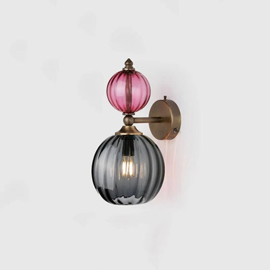 Vintage Glass Globe Wall Sconce – Colored Stained Glass Light - Grace & Ashes