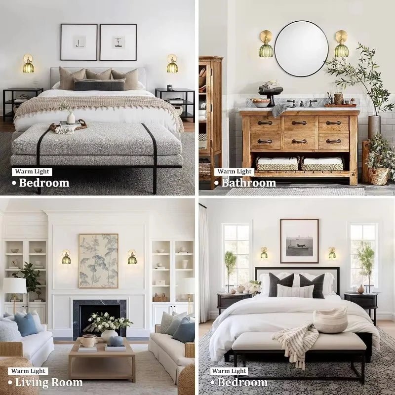 Vintage Green Tulip Glass Wall Lamp - Grace & Ashes