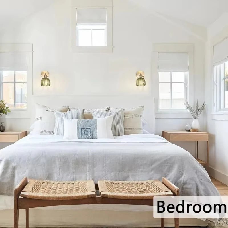 Vintage Green Tulip Glass Wall Lamp - Grace & Ashes