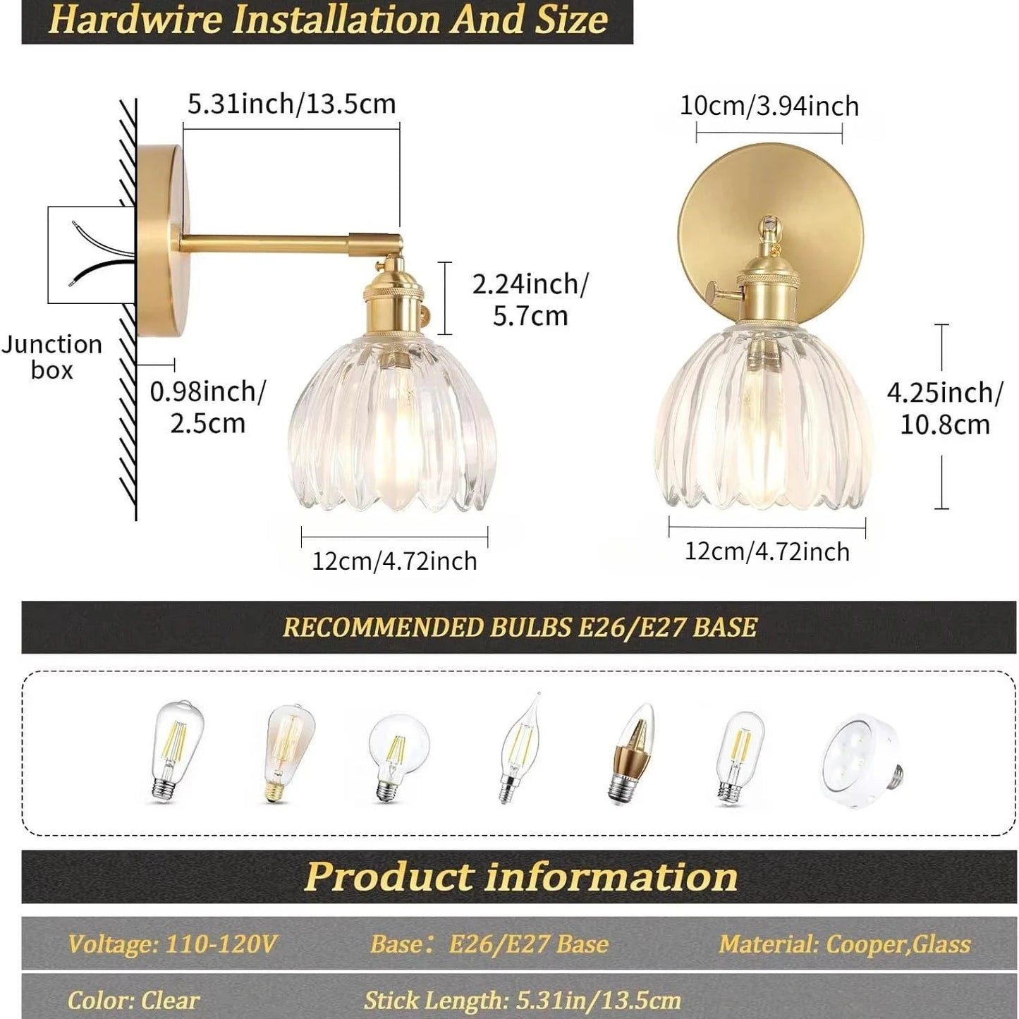 Vintage Green Tulip Glass Wall Lamp - Grace & Ashes