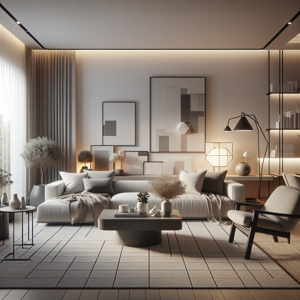 Cozy living room with minimalist design, functional furniture, and chic accessories