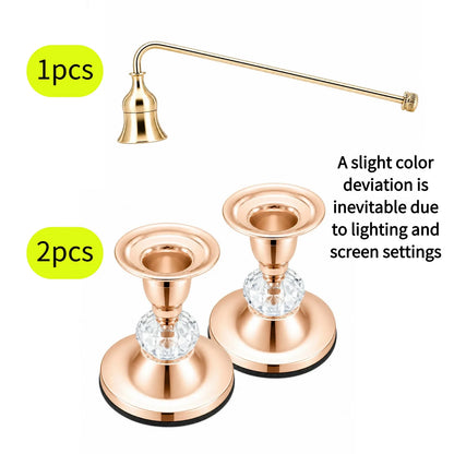 Pair of gold-tone metal taper candle holders