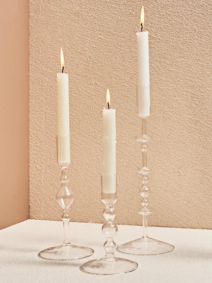 Clear glass Nordic candle holder with candlelight