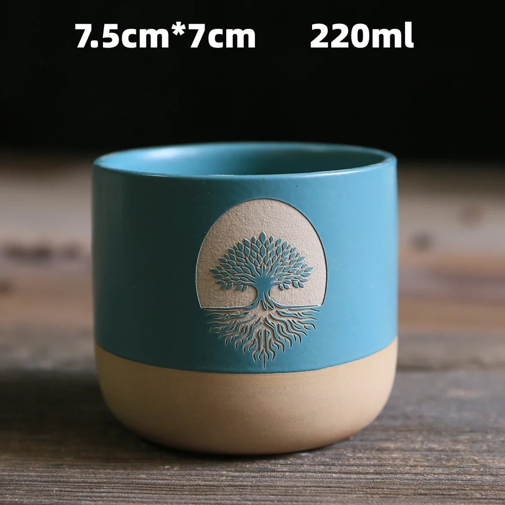 Japanese-style kiln-glazed stoneware coffee mug