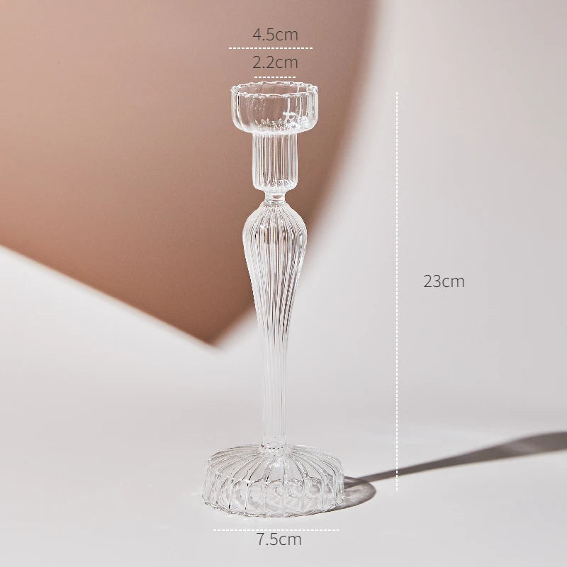 Clear glass Nordic candle holder with candlelight