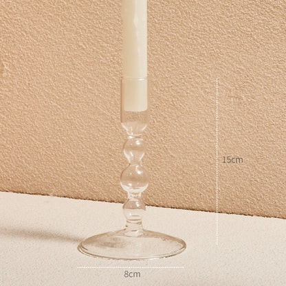 Clear glass Nordic candle holder with candlelight