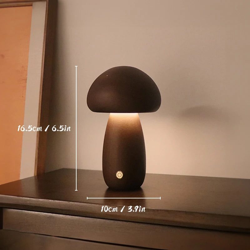 Wooden mushroom night light in walnut and beech