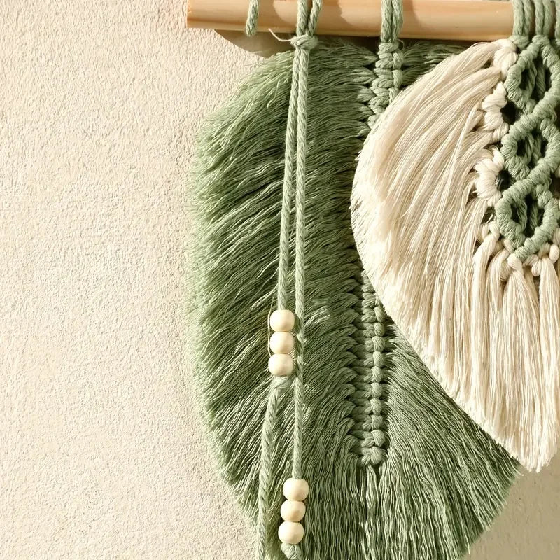 Handmade macrame leaf wall hanging