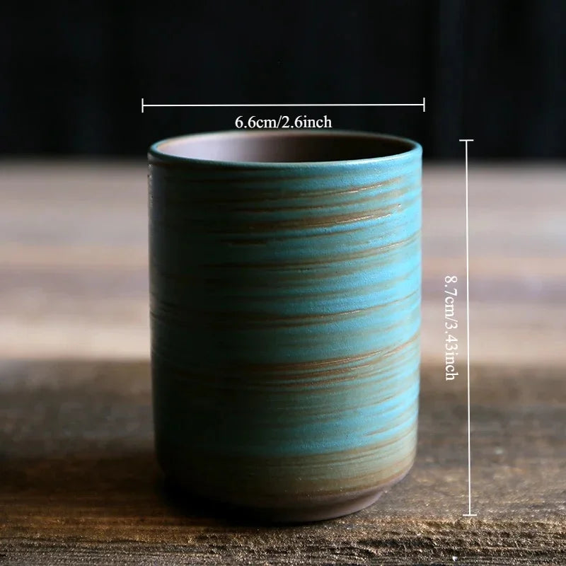Japanese-style kiln-glazed stoneware coffee mug