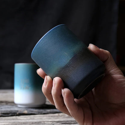 Japanese-style kiln-glazed stoneware coffee mug