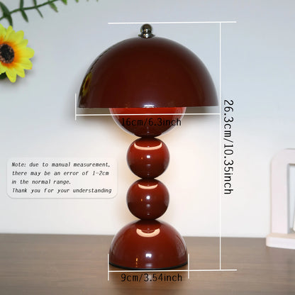 Bud mushroom desk lamp in pink, sky blue and burgundy