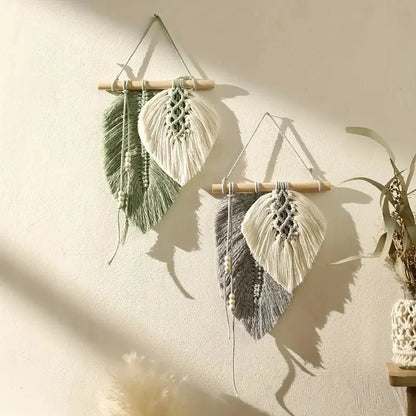 Handmade macrame leaf wall hanging