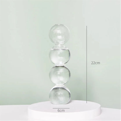 Clear glass Nordic candle holder with candlelight