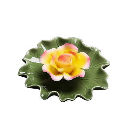 Ceramic incense tray with lotus flower design