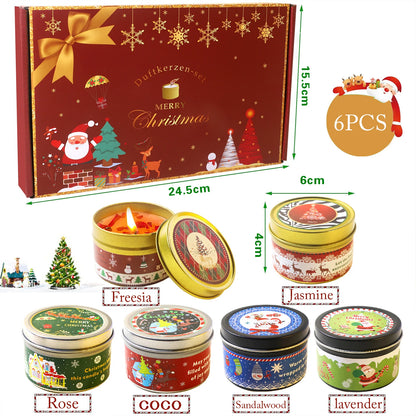 Christmas scented soy candle jars with dried flowers
