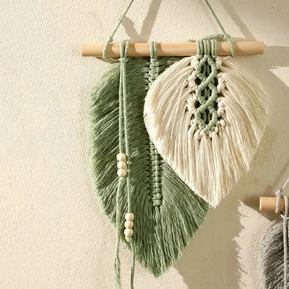 Handmade macrame leaf wall hanging