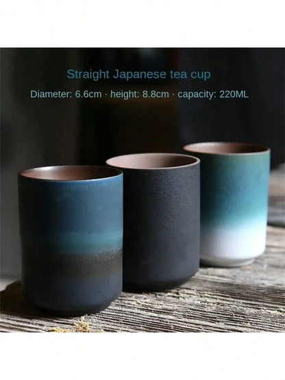 Japanese-style kiln-glazed stoneware coffee mug