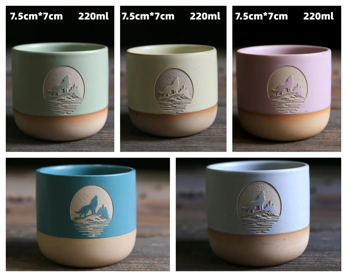 Japanese-style kiln-glazed stoneware coffee mug