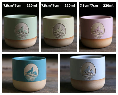 Japanese-style kiln-glazed stoneware coffee mug