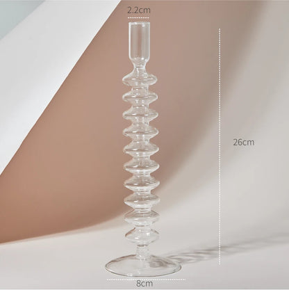 Clear glass Nordic candle holder with candlelight