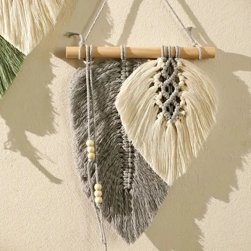 Handmade macrame leaf wall hanging