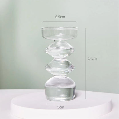 Clear glass Nordic candle holder with candlelight