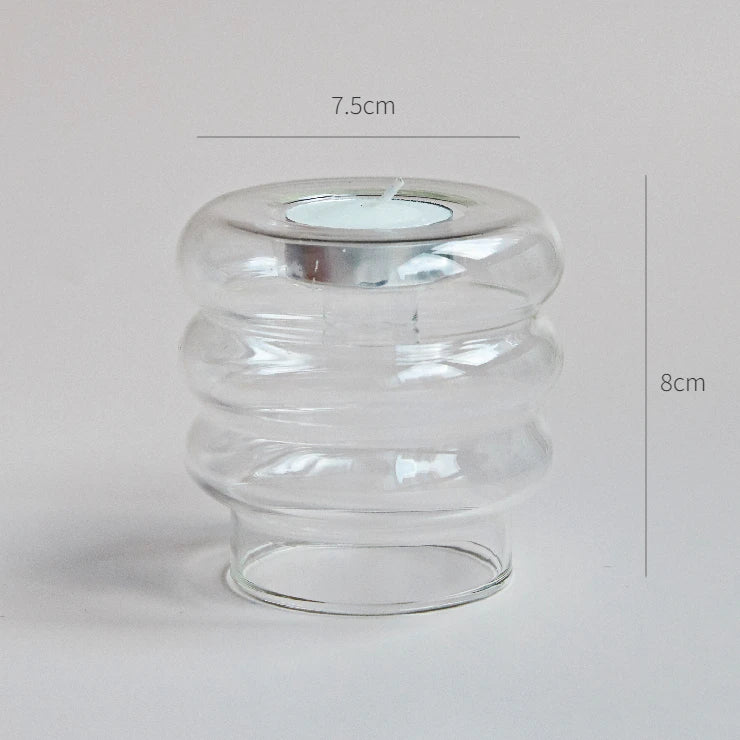 Clear glass Nordic candle holder with candlelight