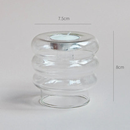 Clear glass Nordic candle holder with candlelight