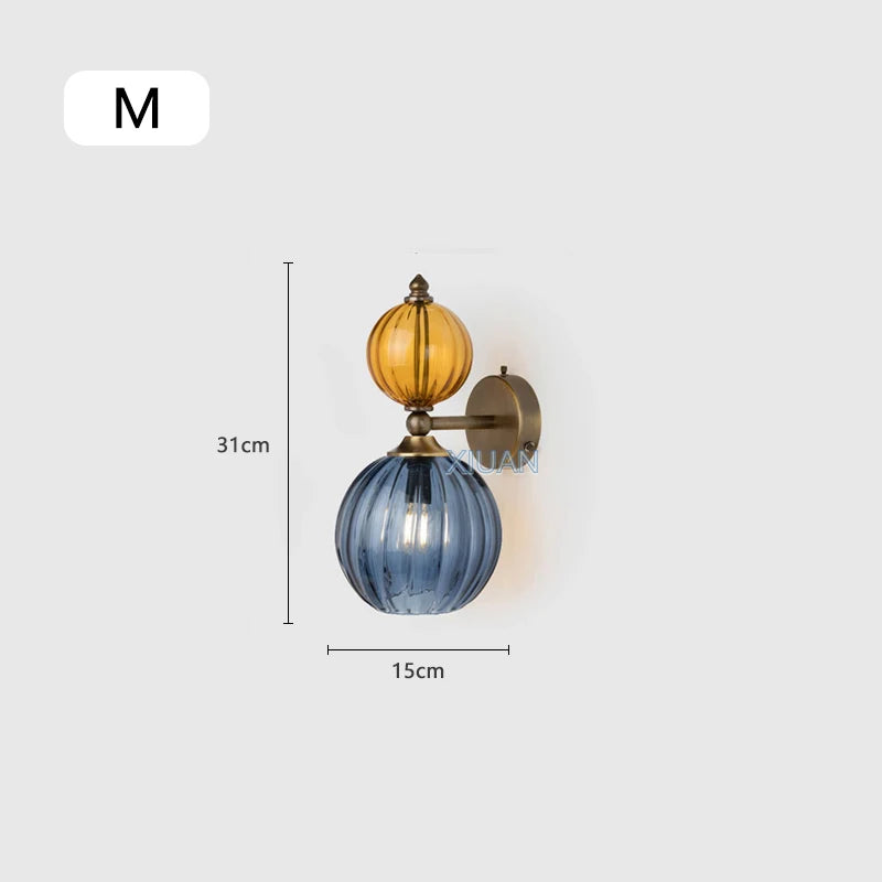 Vintage Glass Globe Wall Sconce – Colored Stained Glass Light