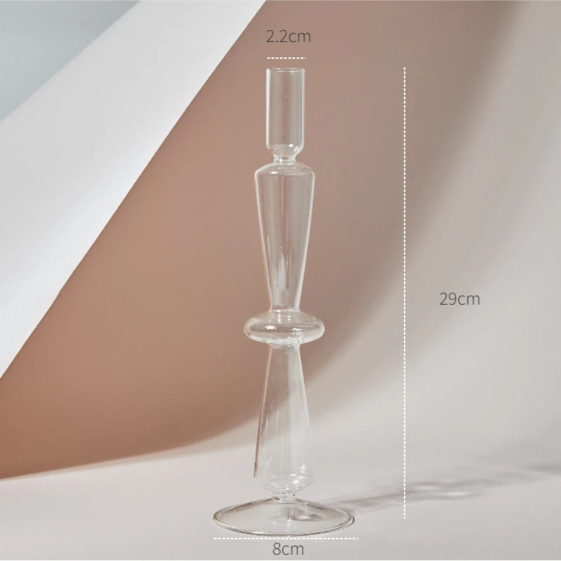 Clear glass Nordic candle holder with candlelight