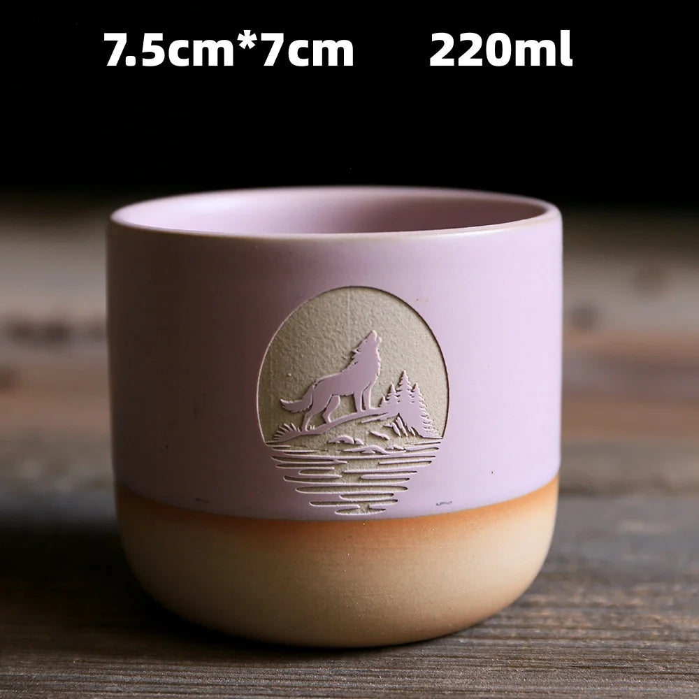 Japanese-style kiln-glazed stoneware coffee mug